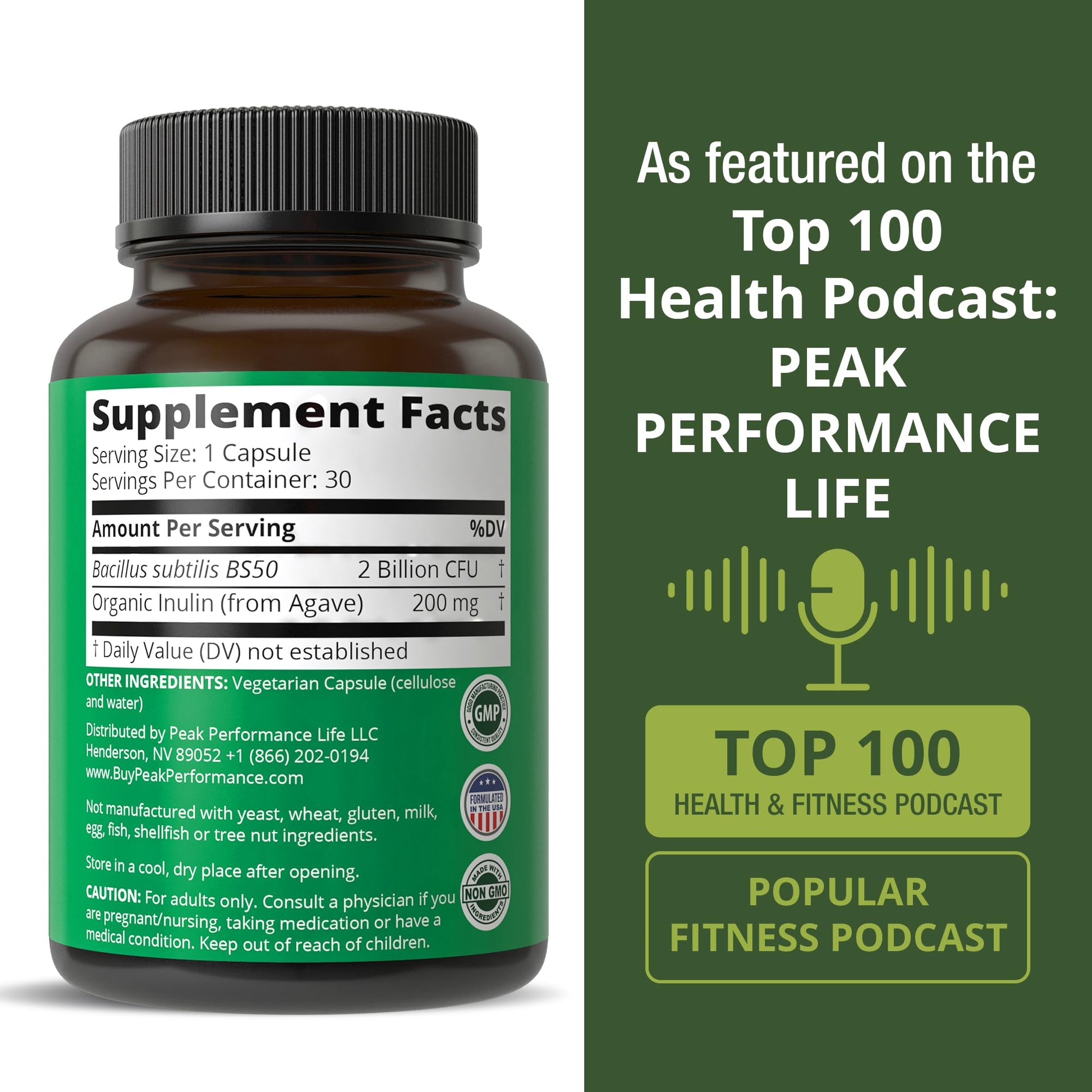 Bloat and Gas Probiotic - Proven Relief with Clinically Studied Bacillus Subtilis BS50 + Prebiotic Fiber - Fast Acting Anti Bloating Pills Supplement - Maple Wellness Supplements