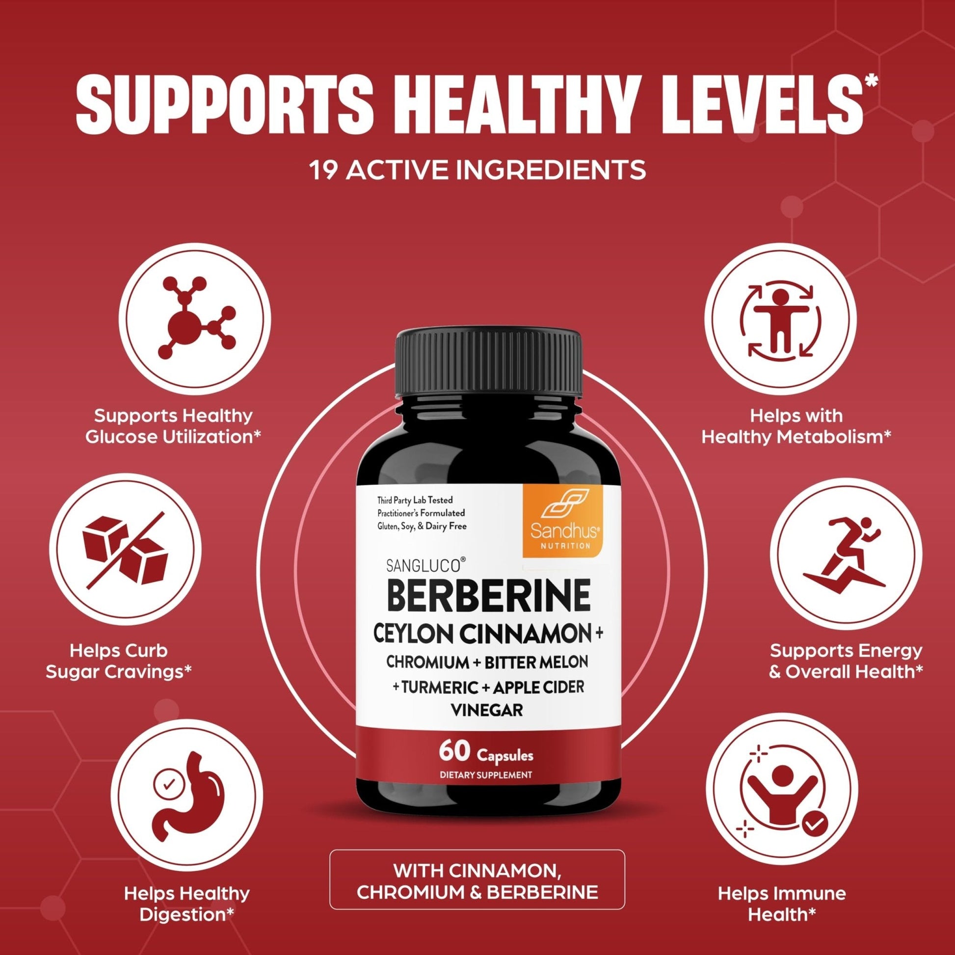 Blood Sugar Support Complex Supplement | Supports Healthy Blood Sugar Levels Already Within Normal Range | With Berberine, Cinnamon, Chromium, Turmeric - Maple Wellness Supplements