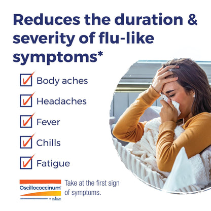 Boiron Oscillococcinum for Relief from Flu-Like Symptoms of Body Aches, Headache, Fever, Chills, and Fatigue - 30 Doses - Maple Wellness Supplements