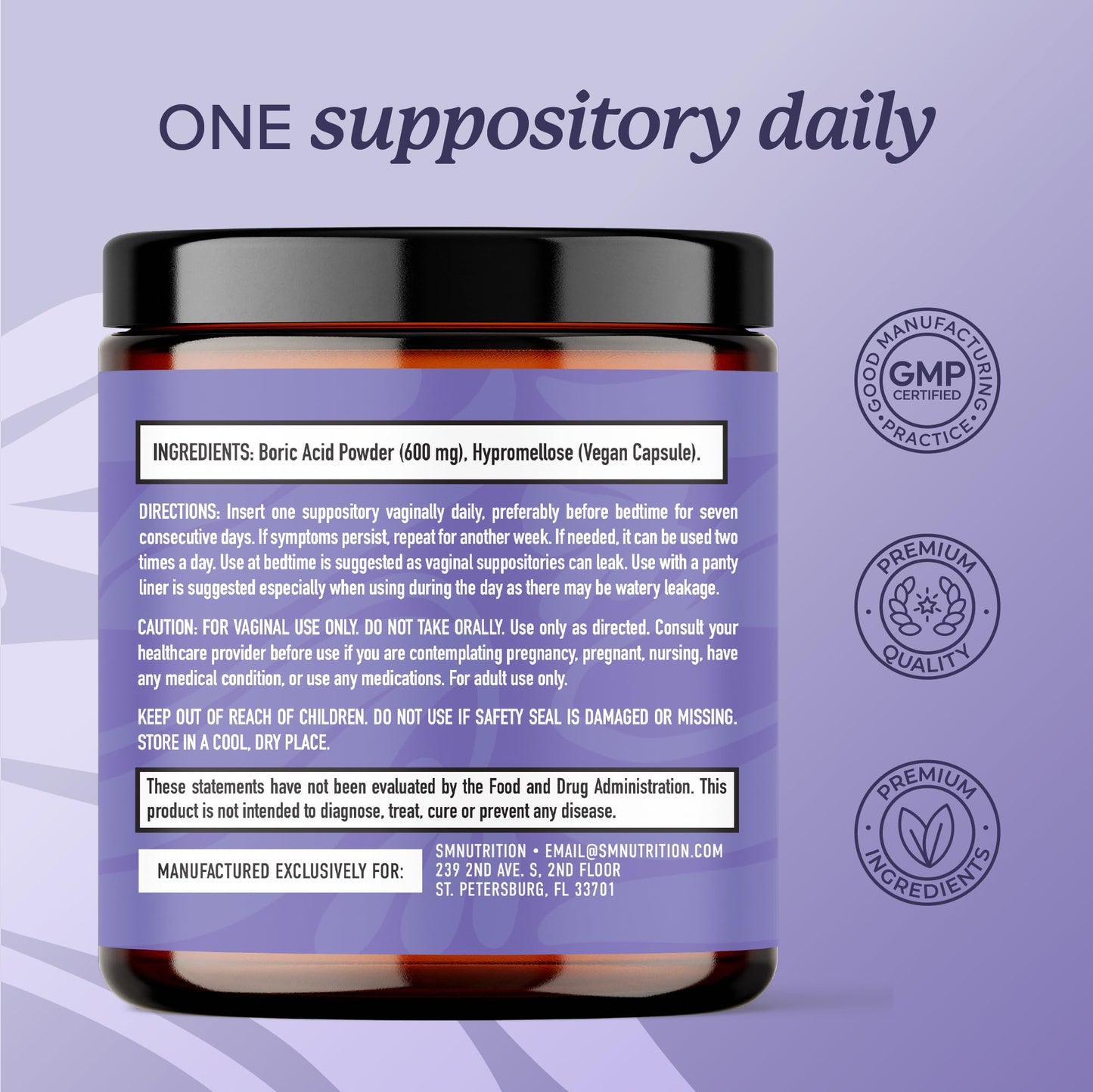 Boric Acid Suppositories for Women 600mg | pH Balance, Vaginal Odor & Itching | Feminine Hygiene & Intimate Health Support | Boric Acid for Women Vaginal Suppositories | Unscented, Vegan | 30 Ct - Maple Wellness Supplements