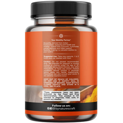 Boswellia Extract Capsules with Turmeric - Advanced Immune Health Support Supplement - Turmeric & Boswellia Serrata Capsules 500mg per Serving for Body Detox & Healthy Joints - 90 Count - Maple Wellness Supplements