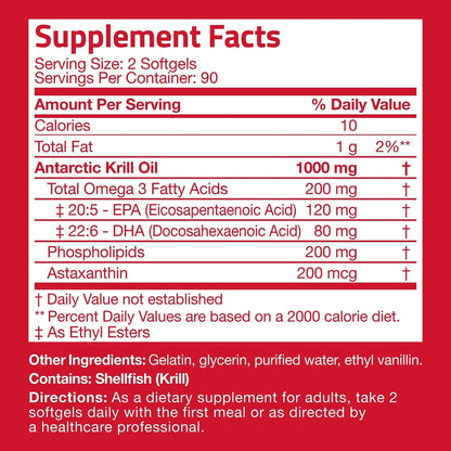 Bronson Antarctic Krill Oil 1000 mg with Omega-3s EPA, DHA, Astaxanthin and Phospholipid - Maple Wellness Supplements