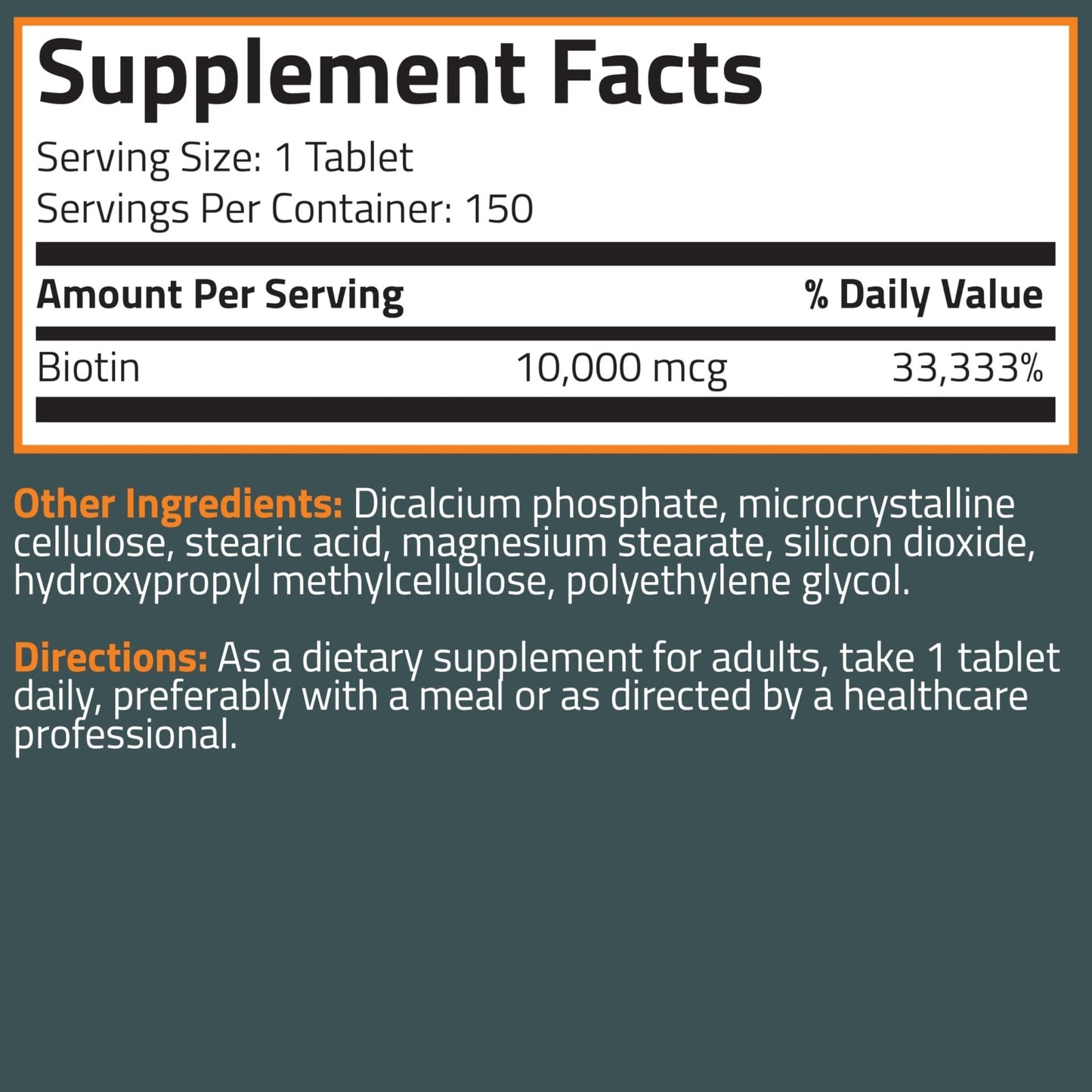 Bronson Biotin 10,000mcg, Supports Healthy Hair, Skin and Nails, Vegetarian, Non-GMO, 150 Tablets - Maple Wellness Supplements