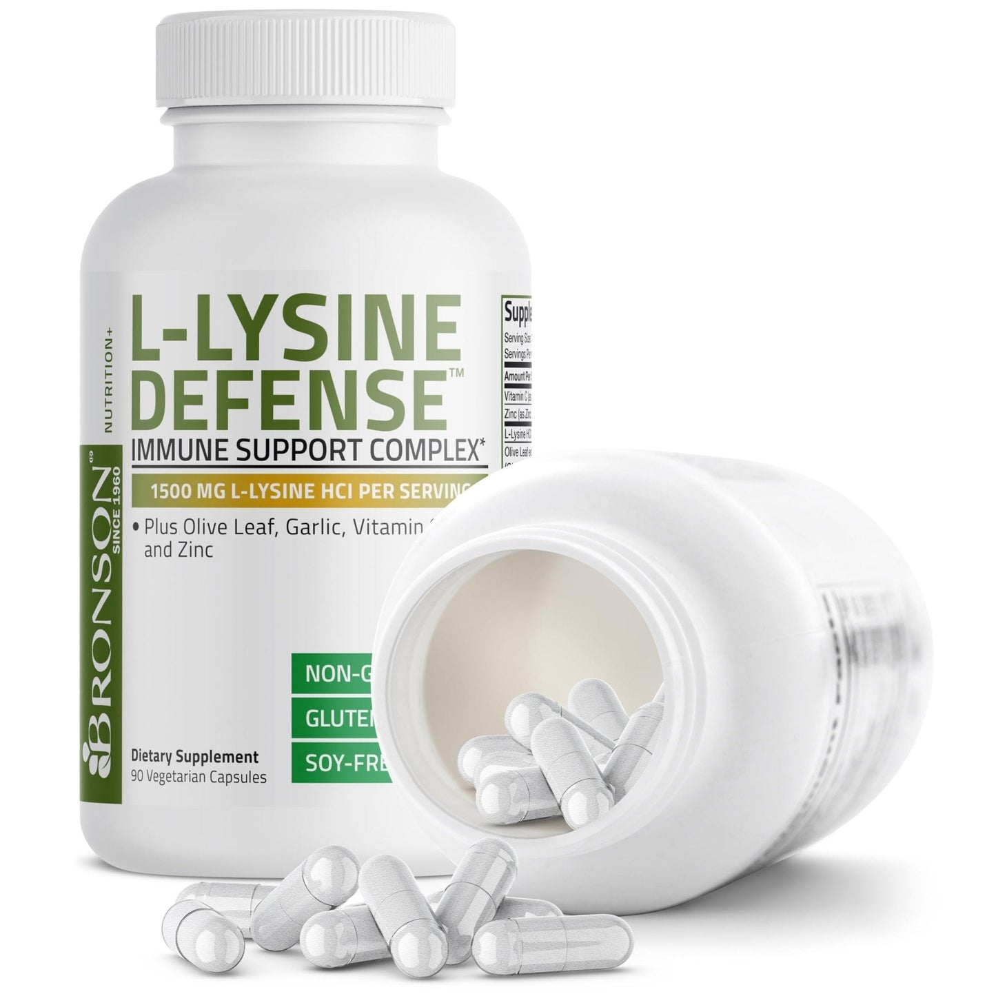 Bronson L-Lysine Defense Immune Support Complex 1500 MG L-Lysine Plus Olive Leaf, Garlic, Vitamin C and Zinc - Maple Wellness Supplements
