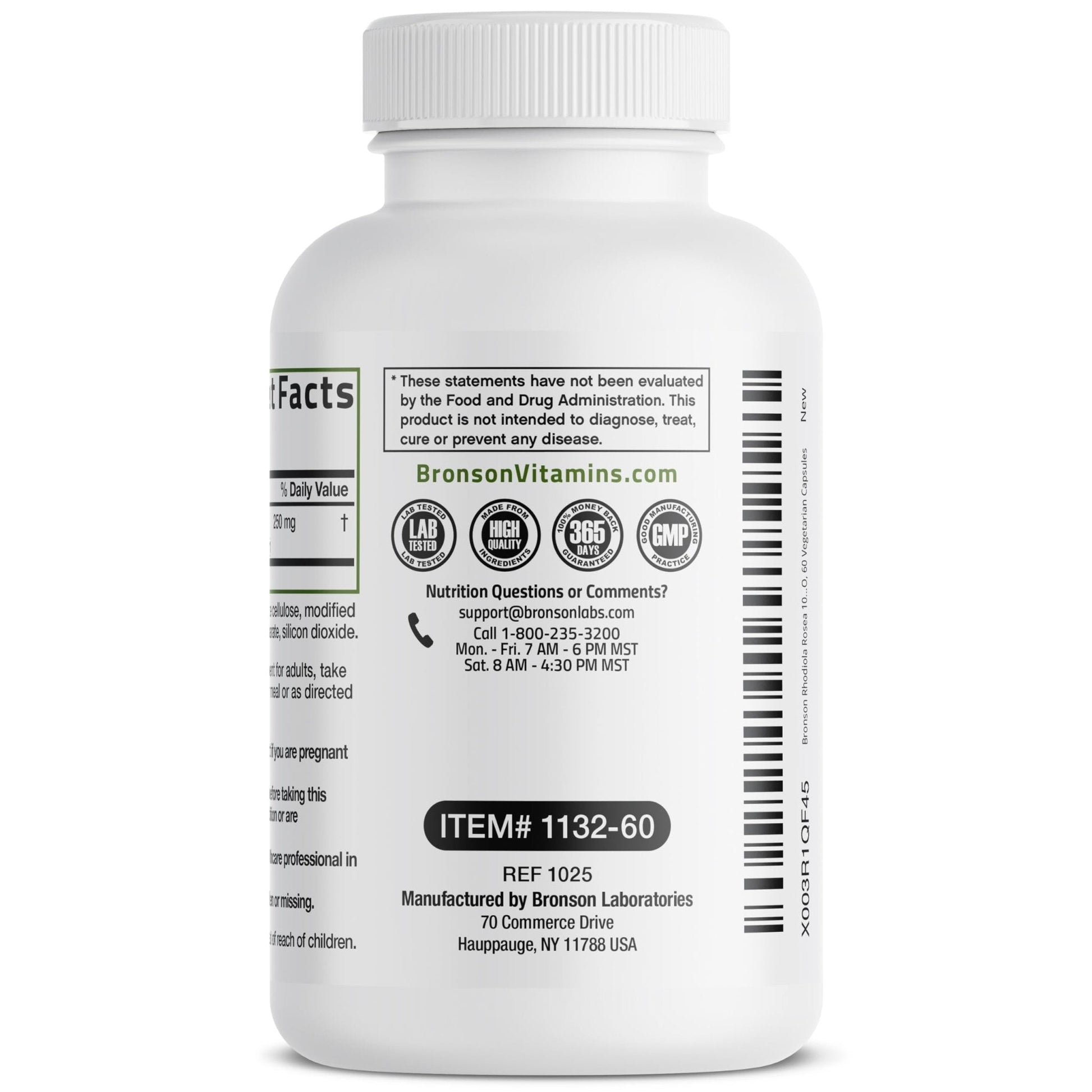 Bronson Rhodiola Rosea Vegetarian Capsules - Adaptogenic Herb - Brain, Stress & Mood Support - Non-GMO, 60 Count - Maple Wellness Supplements