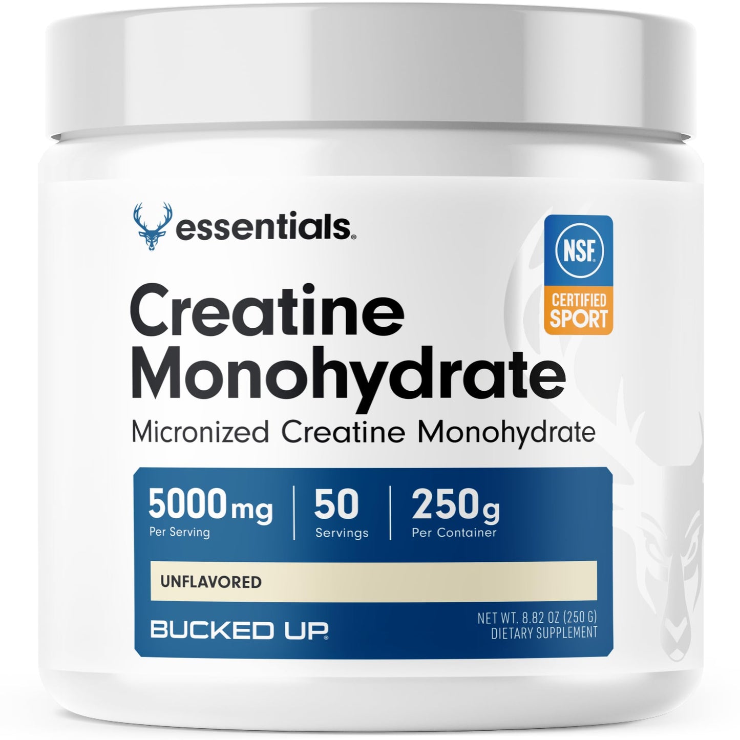 Bucked Up Pure Micronized Creatine Monohydrate for Women and Men - Easy to Mix and Unflavored - 5G Per Serving - Maple Wellness Supplements