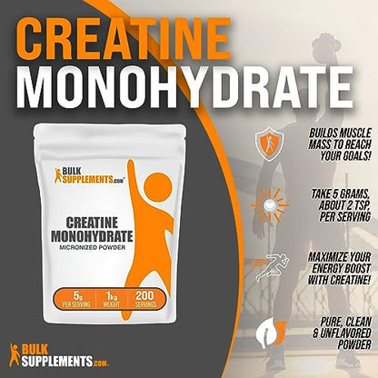 BulkSupplements Micronized Creatine Monohydrate Powder (1 kilogram) - Maple Wellness Supplements