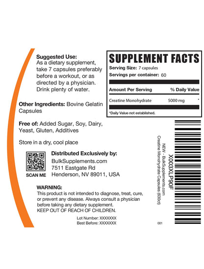 BULKSUPPLEMENTS.COM Creatine Monohydrate Capsules - Micronized Creatine Monohyd - Maple Wellness Supplements