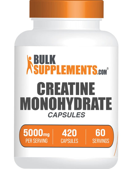 BulkSupplements.com Creatine Monohydrate Capsules - Micronized Creatine Pills - Gluten Free, 7 Capsules per Serving - Maple Wellness Supplements