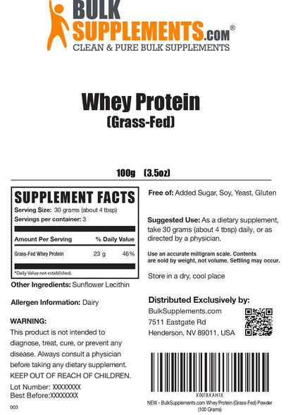 BULKSUPPLEMENTS.COM Grass Fed Whey Protein Powder - Unflavored Whey Protein - Maple Wellness Supplements