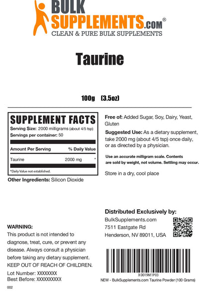 BULKSUPPLEMENTS.COM Taurine Powder - Taurine Supplement, Taurine 2000mg - Maple Wellness Supplements