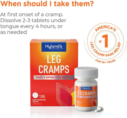 Bundle of Hyland's Leg Cramps Tablets, 100 Count and Leg Cramps PM Nighttime Formula, Natural Relief of Calf, Foot and Leg Cramps, 50 Count - Maple Wellness Supplements