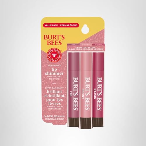 Burt's Bees Easter Basket Stuffers, Lip Shimmer Nude Collection, Tinted Lip Balm, Moisturizing for All Day Hydration with Natural Glowy Finish - Maple Wellness Supplements