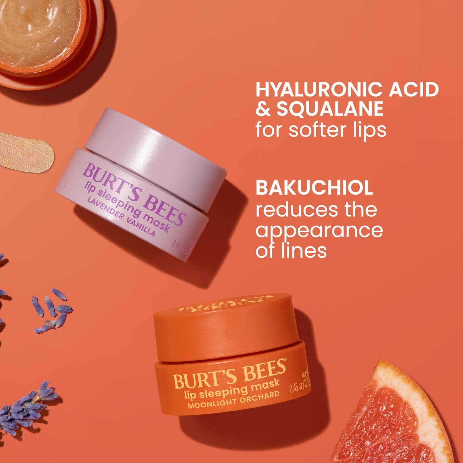 Burt’s Bees Lavender Vanilla Lip Sleeping Mask, With Hyaluronic Acid and Squalane Moisturizer To Instantly Hydrate Lips, Overnight Mask and Treatment, 0.45 oz. - Maple Wellness Supplements