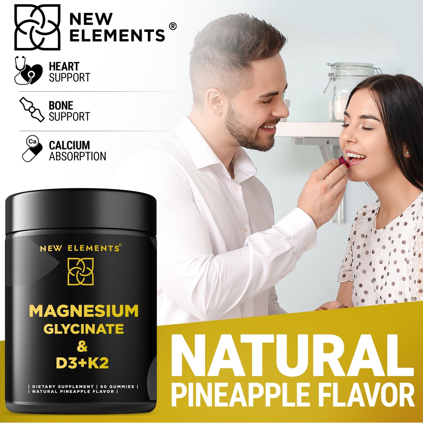 Calm Magnesium Glycinate Gummies 500mg with High-Potency Vitamin D3 10000iu & Vitamin K2 100mcg | Stress Relief, Relaxation & Bone Support for Adults - Maple Wellness Supplements