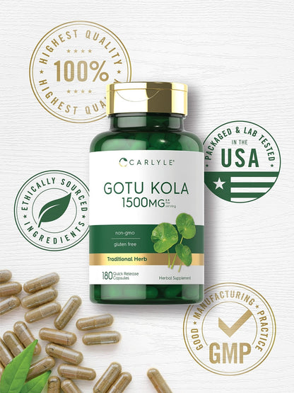 Carlyle Gotu Kola Capsules | 180 Count | Non-GMO, Gluten Free | Traditional Herb Extract - Maple Wellness Supplements