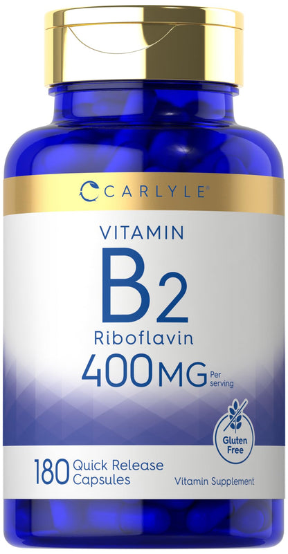Carlyle Vitamin B-2 400mg | 180 Count | Non-GMO, Gluten Free Supplement | B2 Riboflavin - Maple Wellness Supplements