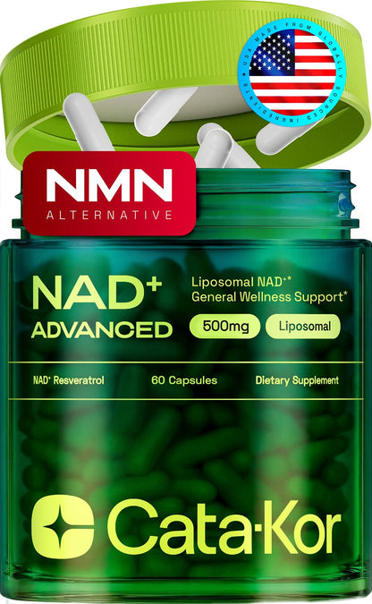 Cata-Kor Liposomal NAD Supplement with Resveratrol – NMN Supplement Alternative – Third-Party Tested – 30-Day Supply – Advanced NAD+ Resveratrol - Maple Wellness Supplements