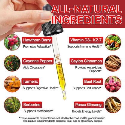 Cayenne Pepper Drops, Cayenne Pepper Extract with Herbal Blend - Includes Hawthorn, Beet Root & Turmeric (1Pack) - Maple Wellness Supplements