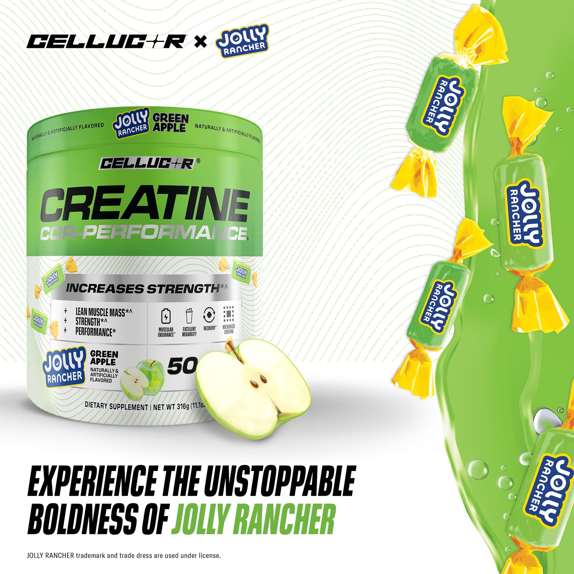 Cellucor Creatine Powder, Jolly Rancher Green Apple - Increases Strength, Lean Muscle Mass & Endurance, Micronized Creatine for Fast Absorption, - Maple Wellness Supplements