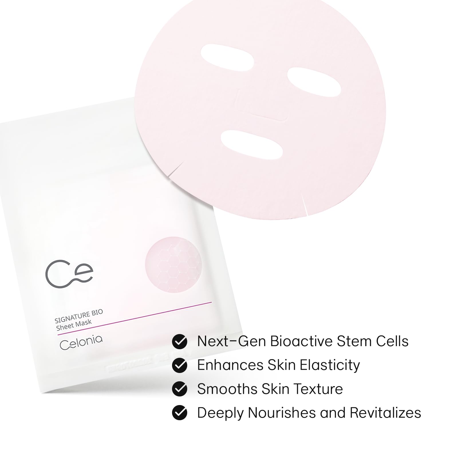 CELONIA Signature Bio Facial Sheet Mask, Stem Cell Deep Hydrating Face Mask, Anti Aging Treatment For Healthy Glowing Skin, Minimize Pores, Reduce Fine Line, Boost elasticity, Correct Redness 5 Count - Maple Wellness Supplements