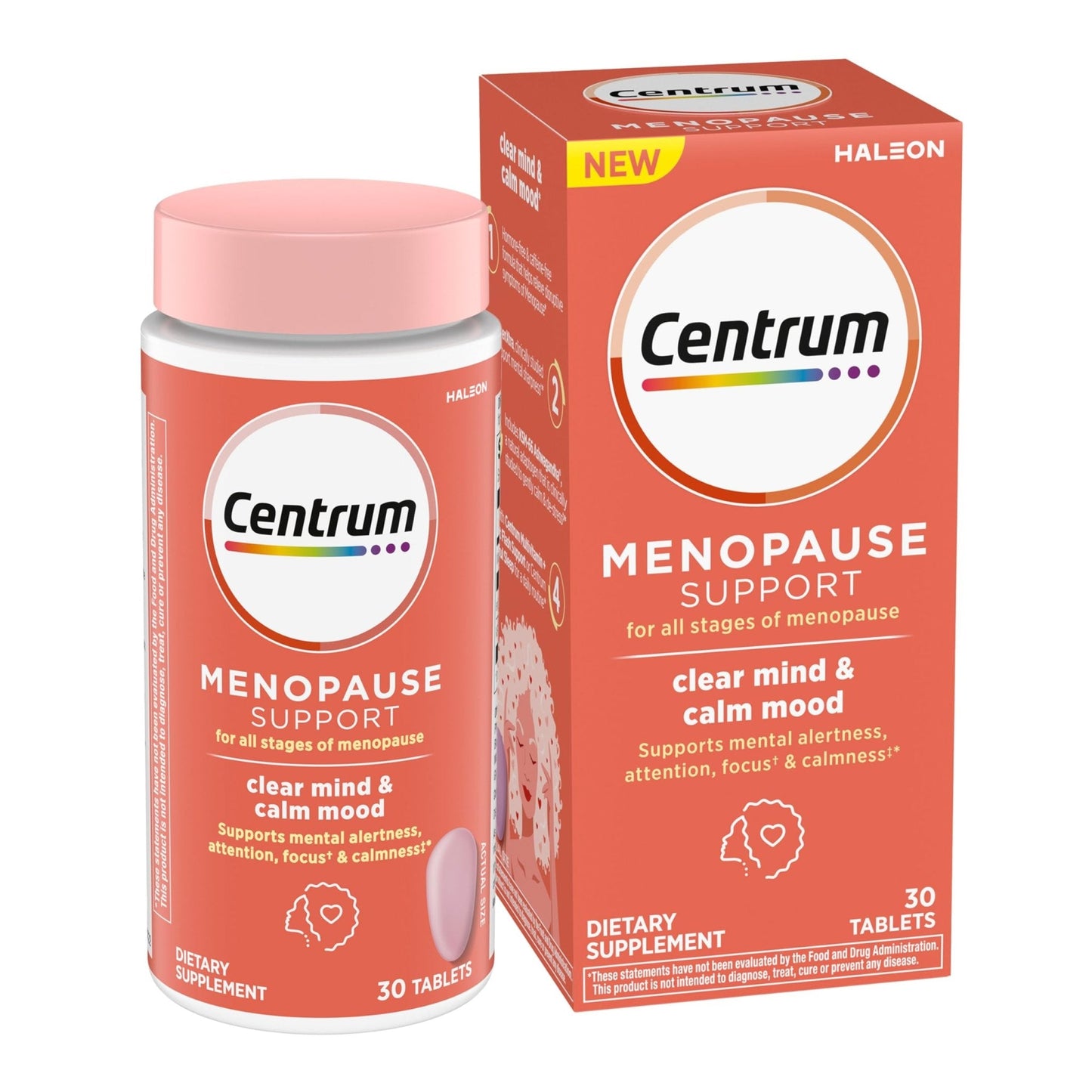 Centrum Clear Mind and Calm Mood Menopause Support Tablets, with Clinically Studied enXtra, 30 Count - Maple Wellness Supplements