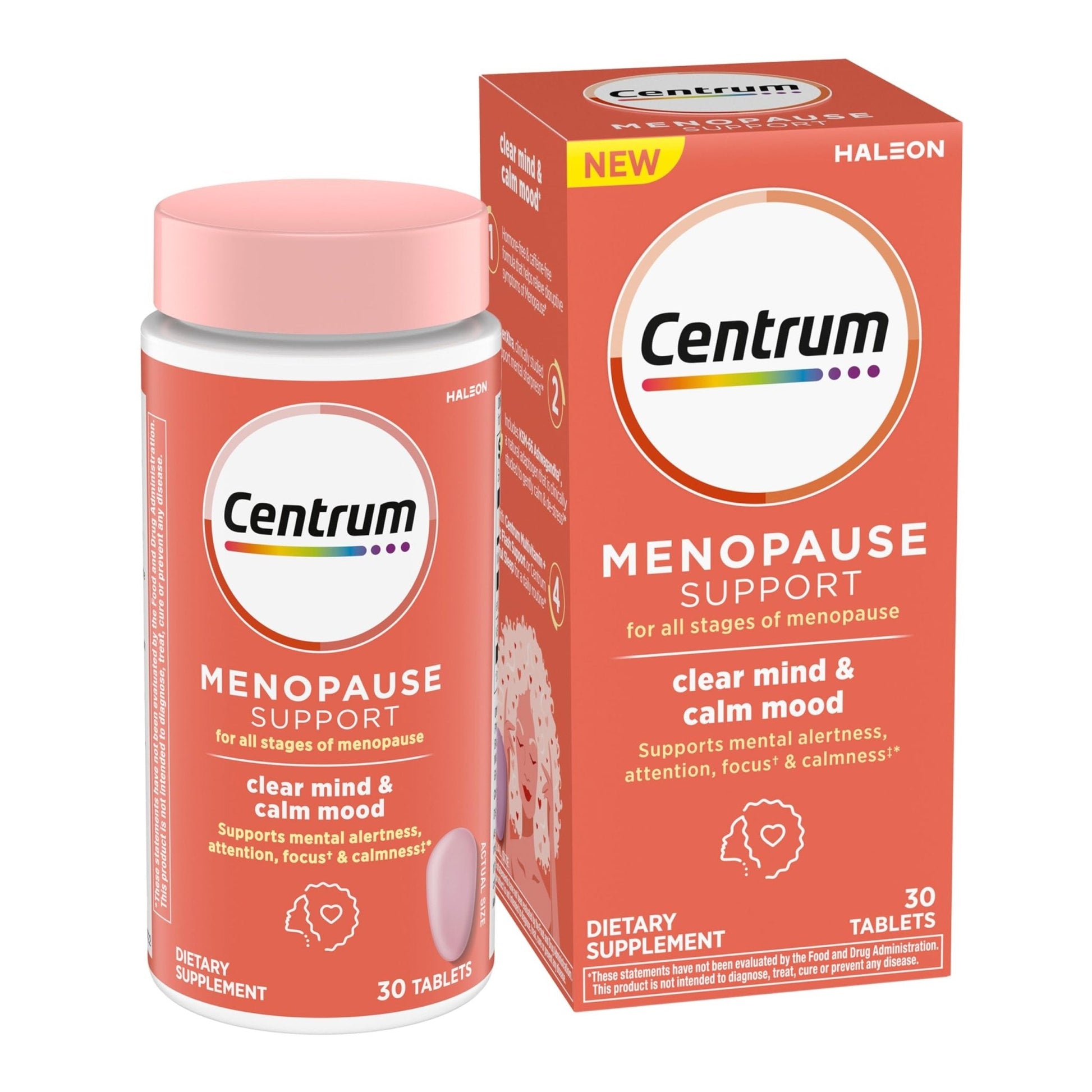 Centrum Clear Mind and Calm Mood Menopause Support Tablets, with Clinically Studied enXtra, 30 Count - Maple Wellness Supplements