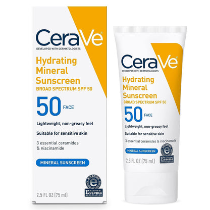 CeraVe 100% Mineral Sunscreen SPF 50, Face sunscreen With Zinc Oxide & Titanium Dioxid - Maple Wellness Supplements