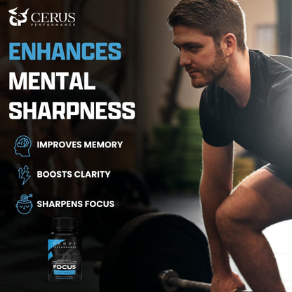 Cerus Performance Focus Nootropic Supplement - Enhances Mental Clarity, Boosts Memory & Cognitive Function, Improves Alertness - Ideal for Athletes & Fitness Enthusiasts - 60 Capsules - Maple Wellness Supplements