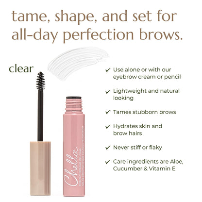 Chella Eyebrow Gel, Defining Clear Eyebrow Gel - Lightweight Formula for Natural, Long Lasting Makeup - Vegan, Cruelty Free, Paraben Free, Gluten Free - Maple Wellness Supplements