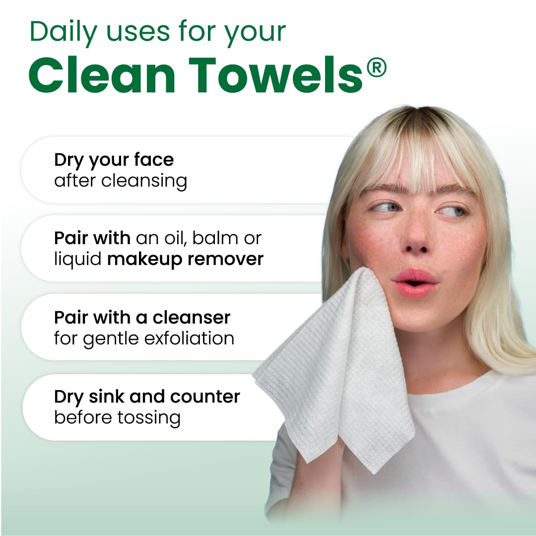 CLEAN SKIN CLUB Sensitive Skin Clean Towels® XL, Ultra-Soft Disposable Face Dry Wipes Infused with Aloe & Glycerin - Maple Wellness Supplements