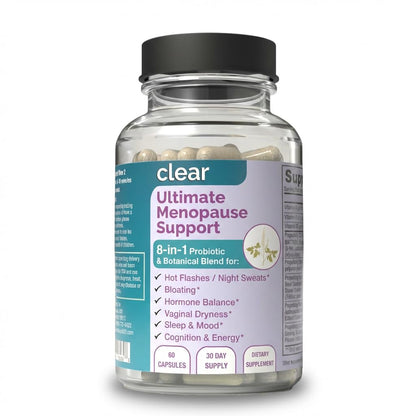 Clear Menopause Support for Women | 25-in-1 Formula with Black Cohosh, Dong Quai, Pre & Probiotics | Hot Flashes, Night Sweats, Mood, Sleep & Digestion | Hormone-Free | Made in USA | 60 Capsules - Maple Wellness Supplements