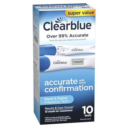 Clearblue Pregnancy Test Combo Pack, 10ct - Digital with Smart Countdown & Rapid - Maple Wellness Supplements