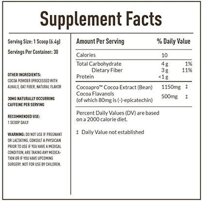 CocoaVia Cardio Health Cocoa Powder, 60 Servings, 500mg Cocoa Flavanols - Maple Wellness Supplements