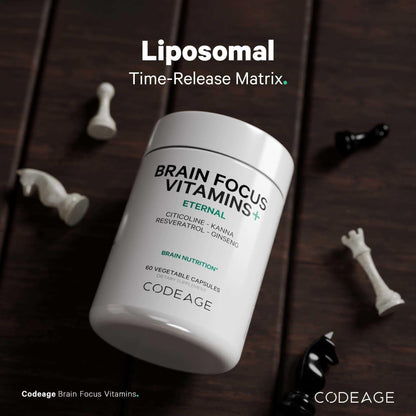 Codeage Brain Focus Vitamins+ Nootropic Supplement with Citicoline as Cognizin, Panax Ginseng, Resveratrol, Gotu Kola, Vitamin B12 Methylcobalamin - Liposomal Delivery - Non-GMO - 60 Capsules - Maple Wellness Supplements
