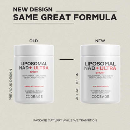 Codeage Liposomal NAD+ with Resveratrol & Vitamin B - NAD Plus Ultra for Energy & Healthy Aging Support - NAD Vitamin Supplement with Quercetin, Betaine, Riboflavin - Bioavailable - 90 Capsules - Maple Wellness Supplements
