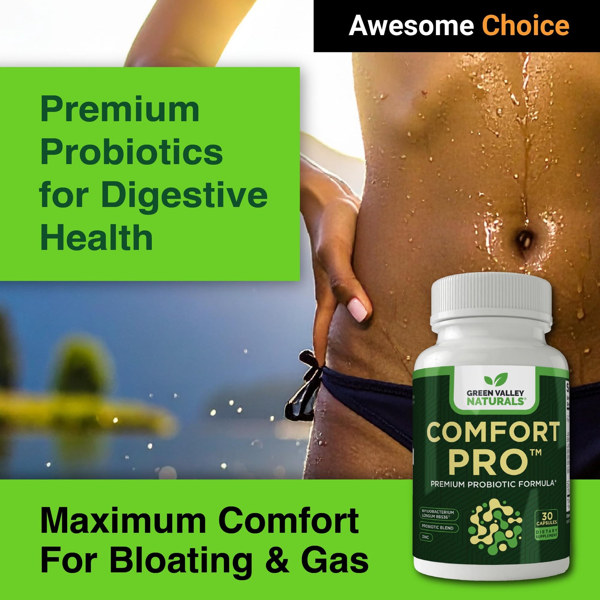 ComfortPro™ Daily Probiotics for Digestive Health | Constipation Relief & Bloating Support for Women & Men | Gut Cleanse with Zinc | Helps Reduce Gas & Promotes Digestive Regularity | Valley Formula - Maple Wellness Supplements