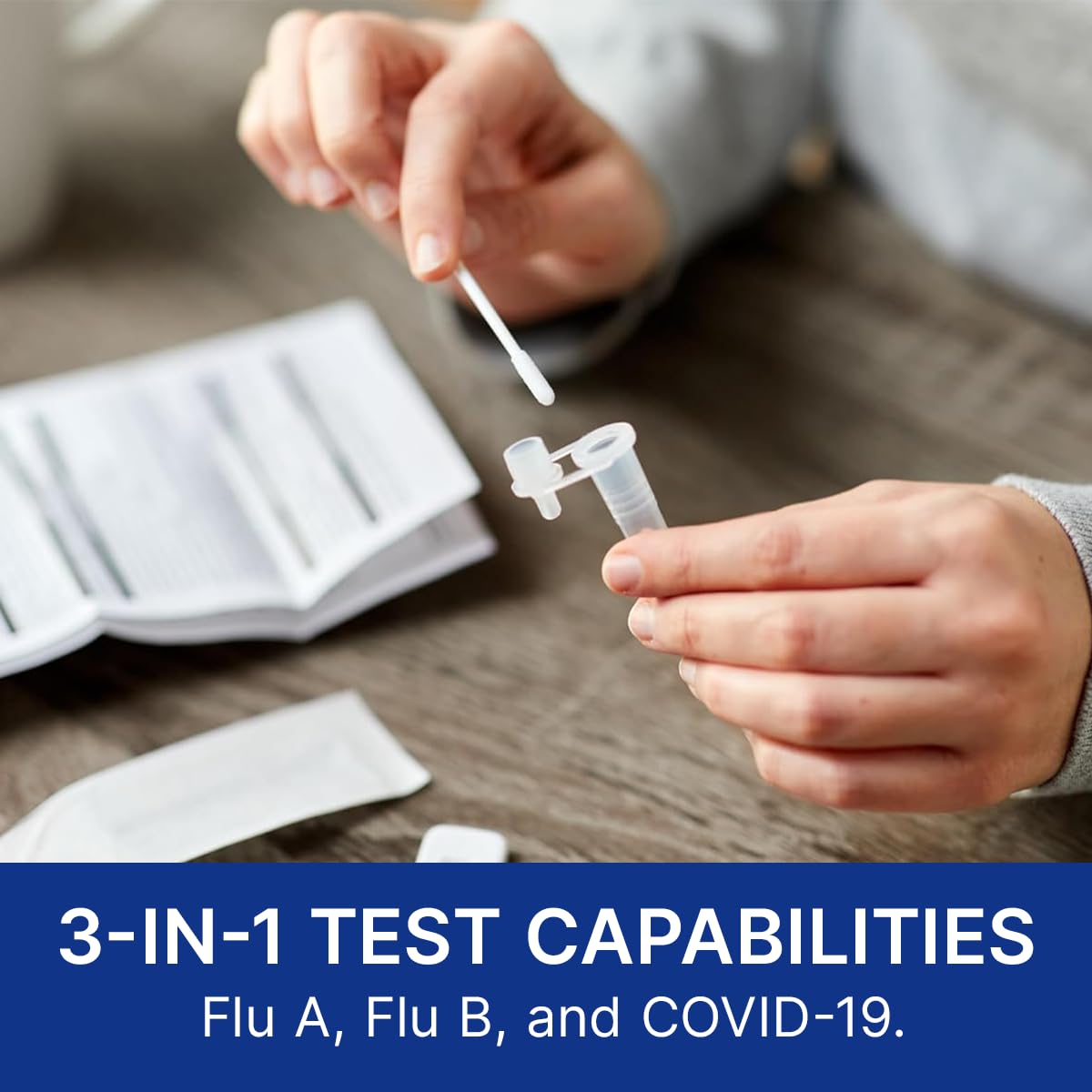 CorDx TyFast Flu A/B & COVID-19 At-Home Multiplex Rapid Test Kit, 3-in-1 Antigen Test, Results in 10 Minutes, EUA Authorized OTC, 4 Tests - Maple Wellness Supplements