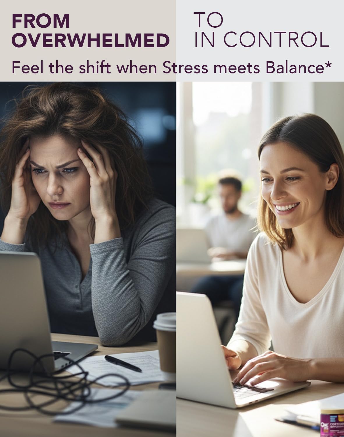 Cortisol Manager – Adrenal Support Supplement for Women & Men – Natural Stress Relief, Calm & Sleep Support – Cortisol Reducer with Ashwagandha, Magnesium, L-Theanine & Rhodiola – 90 Vegan Capsules - Maple Wellness Supplements