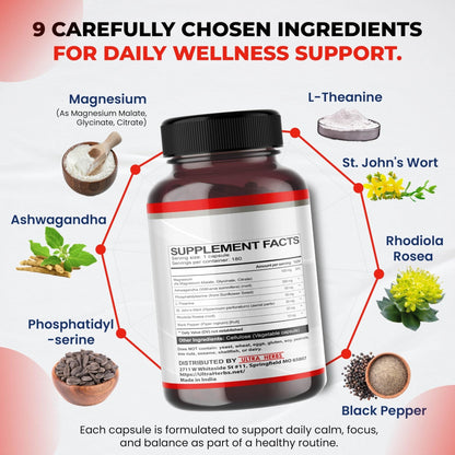 CORTISOL Shield 9-in-1 -Magnesium + Ashwagandha with Phosphatidylserine, L-Theanine, St. John's Wort, Rhodiola Rosea - Relaxation Support, Hormone Balance (180 Count (Pack of 1)) - Maple Wellness Supplements