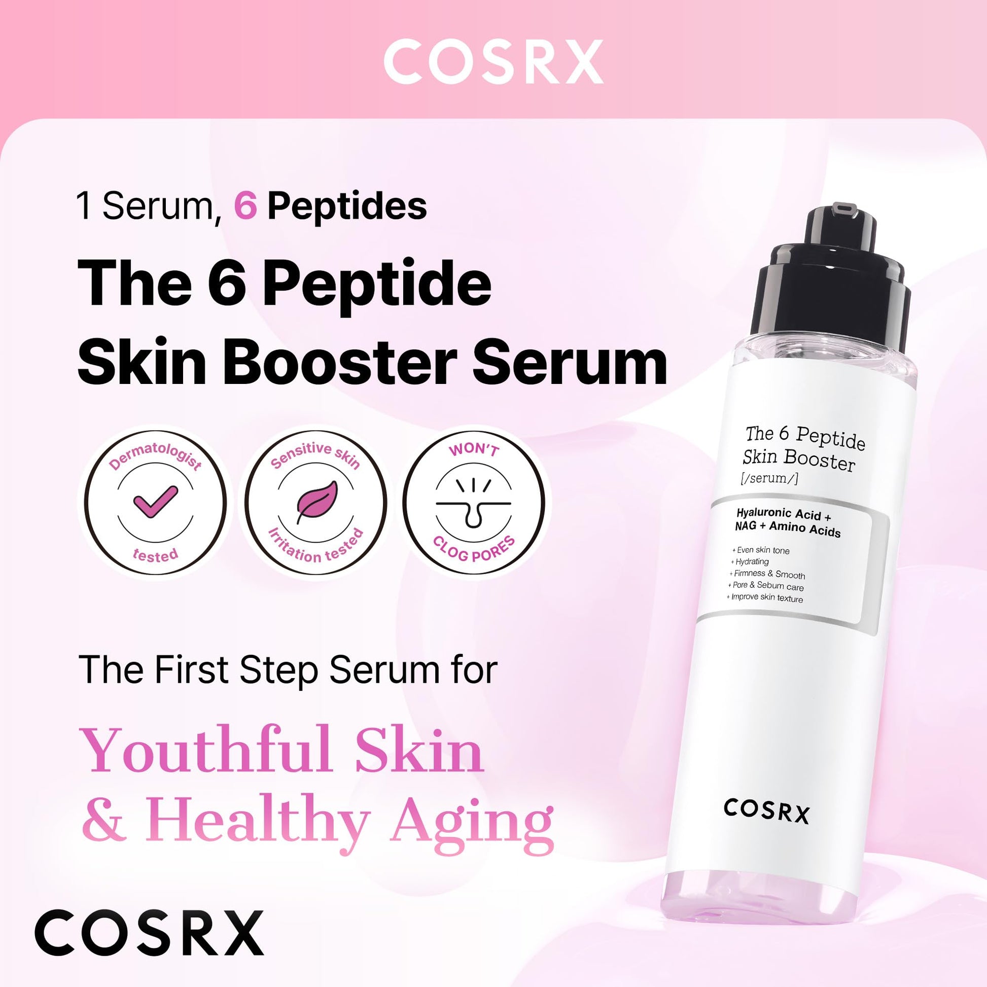 COSRX 6X Peptide Collagen Booster Toner Serum with Copper Peptides, Niacinamide & Hyaluronic Acid Skin Renewal Boosting - Maple Wellness Supplements