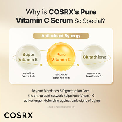 COSRX Advanced Pure Vitamin C 23% Serum with Vitamin E & Glutathione, Korean Vitamin C Serum for Fine Lines, Uneven Skin Tone & Dull Skin, 0.7oz, Korean Skin Care, Mothers Day Gifts for Mom & Wife - Maple Wellness Supplements