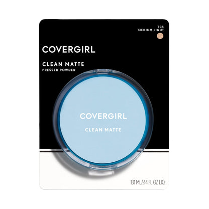 COVERGIRL Clean Matte Pressed Powder, Medium Light 535, 0.35 Oz, Pack of 1 (Packaging May Vary) - Maple Wellness Supplements