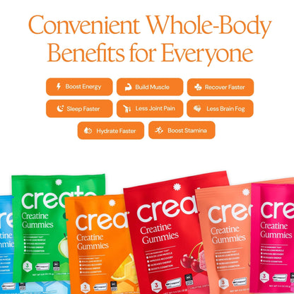 Create Creatine Gummies for Men & Women – NSF Certified, Made with Creapure Creatine Monohydrate, Great Tasting, Anti-Melting Formula, 30ct Standup Pouch, 90 Gummies (Variety Pack) - Maple Wellness Supplements