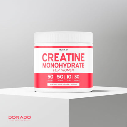 Creatine for Women | Creatine Monohydrate Powder 5G + 5000mg Collagen + 1000mg BCAA 2:1:1 Powder (30 Serving) Support Glutes, Lean Muscles, Recovery, Energy & Stamina Non-GMO, Gluten Free - USA Made - Maple Wellness Supplements
