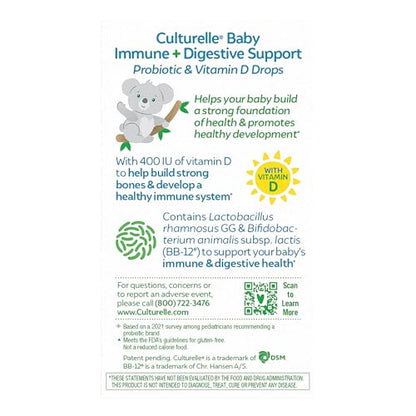 Culturelle Baby Probiotic Drops + Vitamin D, Immune & Digestive Health Support for Babies, Infants & Newborns 0-12 Months - Maple Wellness Supplements