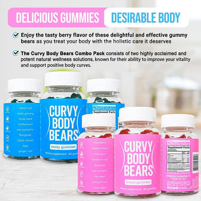 Curvy Body Bears Gummies Combo Pack - Chest and Bum Gummies - Workout Aid - Maple Wellness Supplements