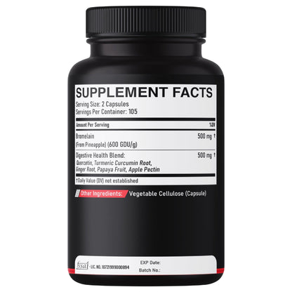 DEDICAD 6in1 Bromelain 500mg Supplement - 1000mg per Serving - 210 Capsules with Digestive Health Blend as Quercetin, Ginger, Turmeric, Papaya - Support Overall Health, Digestion & Immune System - Maple Wellness Supplements