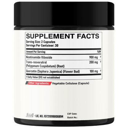 DEDICAD NAD Supplement with Nicotinamide Riboside, Trans-Resveratrol, Quercetin - Cellular Energy & Repair, Vitality, Healthy Aging - 60 Count - Maple Wellness Supplements