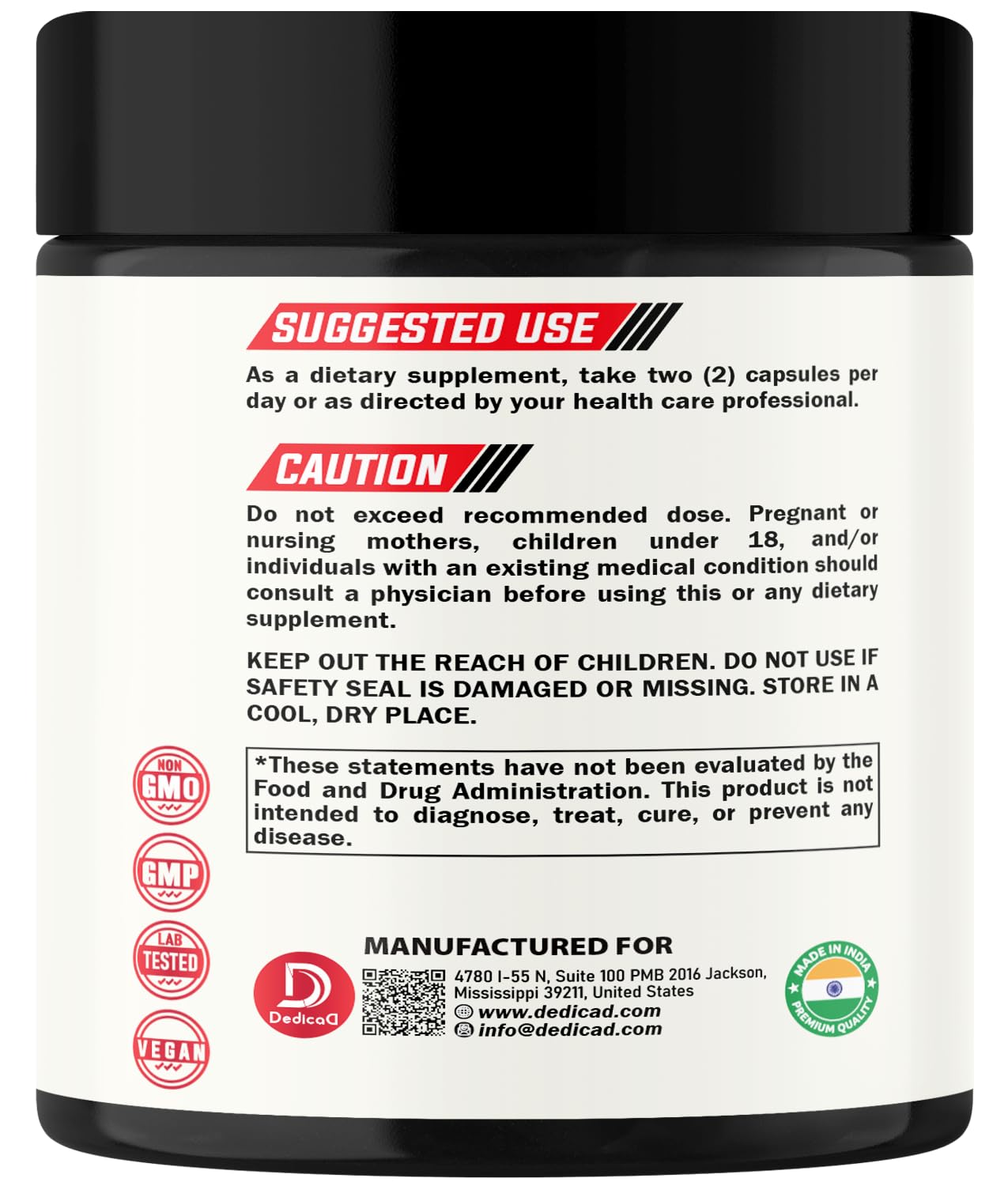 DEDICAD Wormwood Supplement - 120 Capsules Extracted from Black Walnut, Cloves, Turmeric, Apple, Berberine HCl & More - 11 Ingredients Combined for Immune System - 2-Month Supply - Maple Wellness Supplements